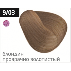 OLLIN performance 9/03 блондин прозрачно-золотистый 60мл перманентная крем-краска для волос